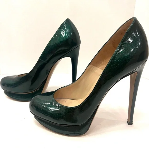 Nicholas Kirkwood Green Sparkle High Heels B13/9 - Picture 3 of 14